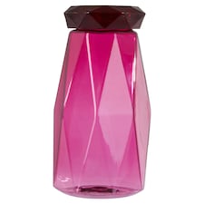 Interiors by Premier Deep Pink Plastic Water Bottle, 600ml Diamond Patterned Modern Water Bottle For Daily Use, Pink Water Bottle