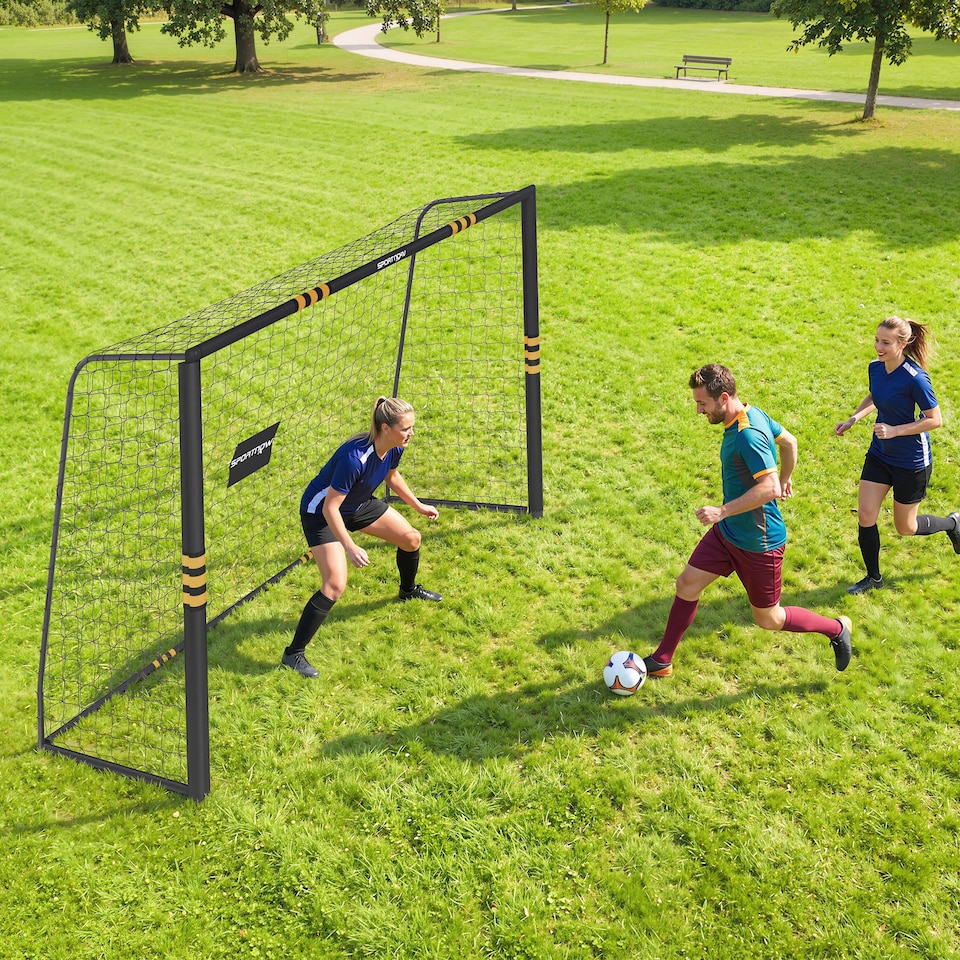 image 1 of SPORTNOW Football Goal, 10 x 6.5ft Football Net with EPE Padding, Yellow
