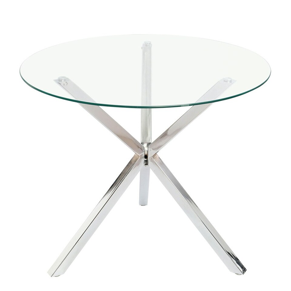 image 1 of Living and Home Modern Round Tempered Glass Dining Coffee Table