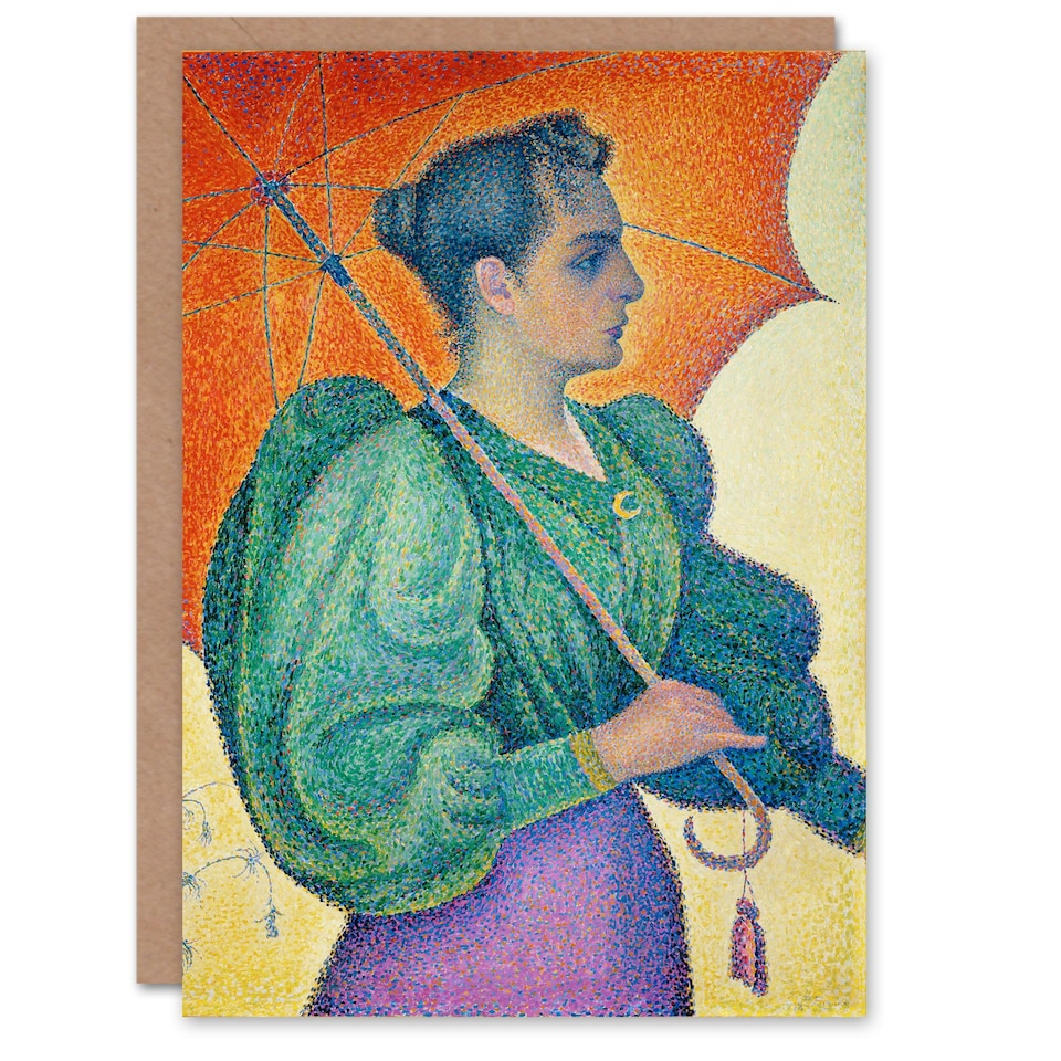 image 1 of Paul Signac Art Card Woman With An Umbrella Portrait