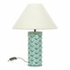 image 2 of ValueLights Athena Ceramic Aqua Mermaid Shell Scallop Bedside Table Lamp with Tapered Lampshade - Bulb Included Blue