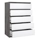 image 4 of Naia Chest of 5 Drawers in Concrete and White High Gloss
