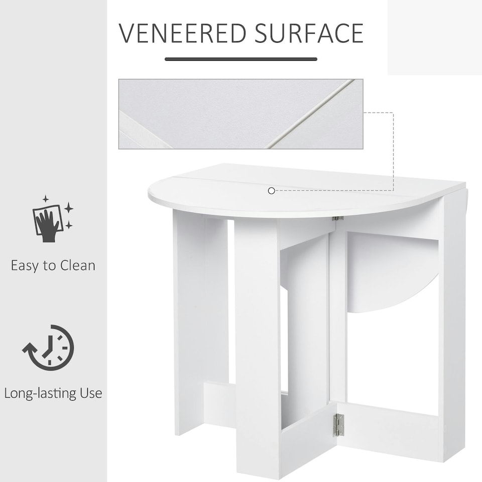 image 1 of HOMCOM Folding Dining Table Foldable Drop Leaf Dinner Table for Kitchen White
