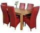 image 1 of Oslo 150 x 90 cm Medium Oak Dining Table and 6 Lola Leather Chairs | Red | Red