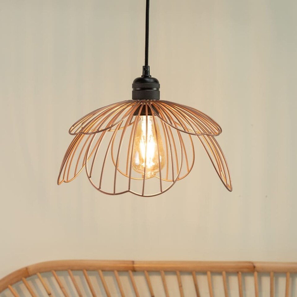 image 1 of ValueLights Pink Metal Flower Easy Fit Ceiling Pendant Light Shade - Bulb Included