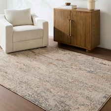 LIVABLISS Arda-Abstract Modern Marble Fringe Rug 200 x 290 cm | Taupe Grey Brown