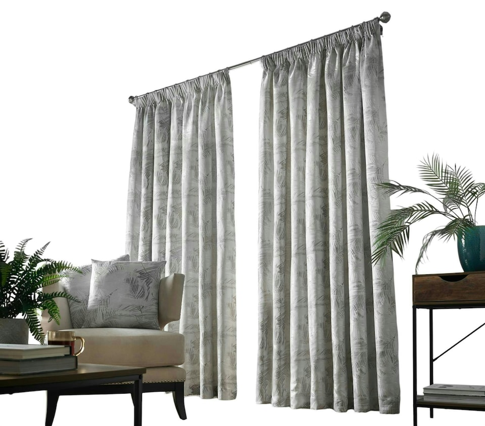 image 1 of Fiji Pencil Pleat Curtains - Silver - 229 cm x 229 cm