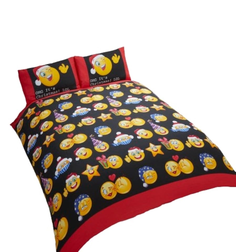 image 1 of Christmas Icons Polycotton Reversible Duvet Cover Set with Pillowcase | Multi | Single | 1