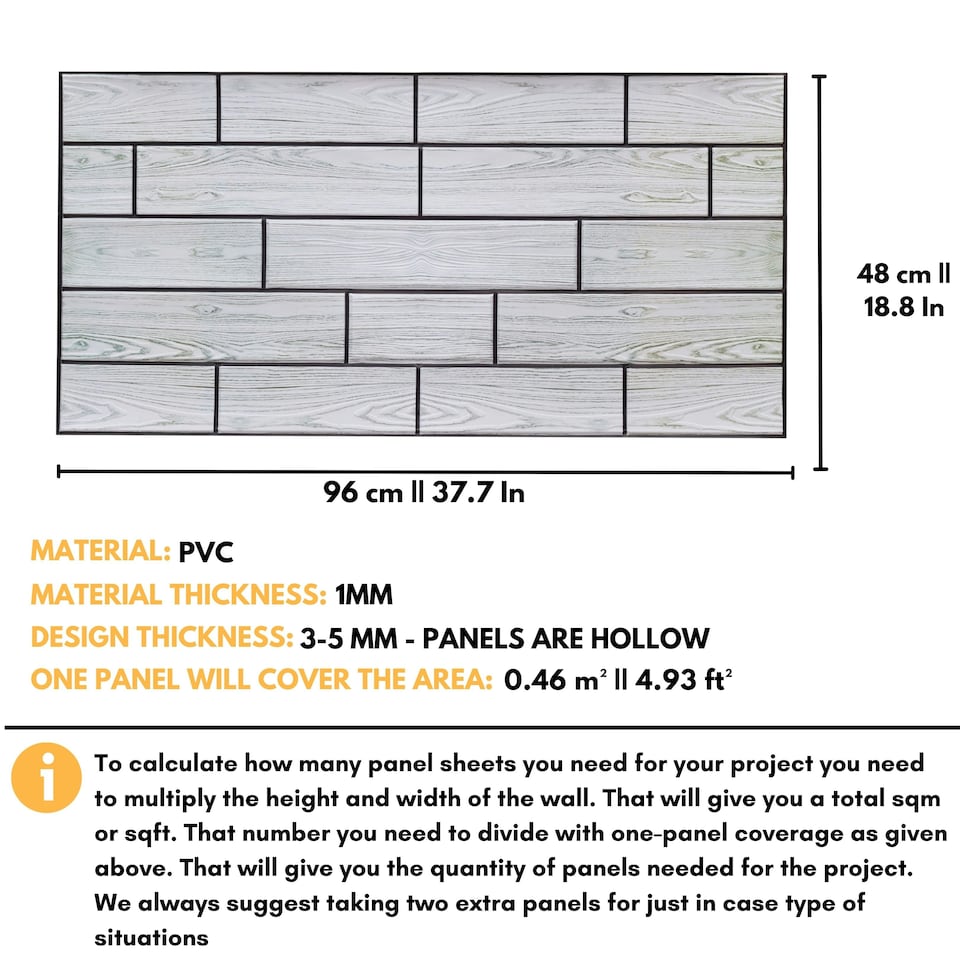 image 1 of NOVECRAFTO 3D Faux Wood Wall Panels – 6 PVC Sheets, Covers 2.76 sqm (29.76 sq ft), 96x48cm Each – Decorative Grey Wood Texture Cladding, Moisture Resistant