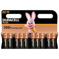 Duracell Plus Power AA Alkaline Batteries, Pack of 10 | Chrome | AA | 10