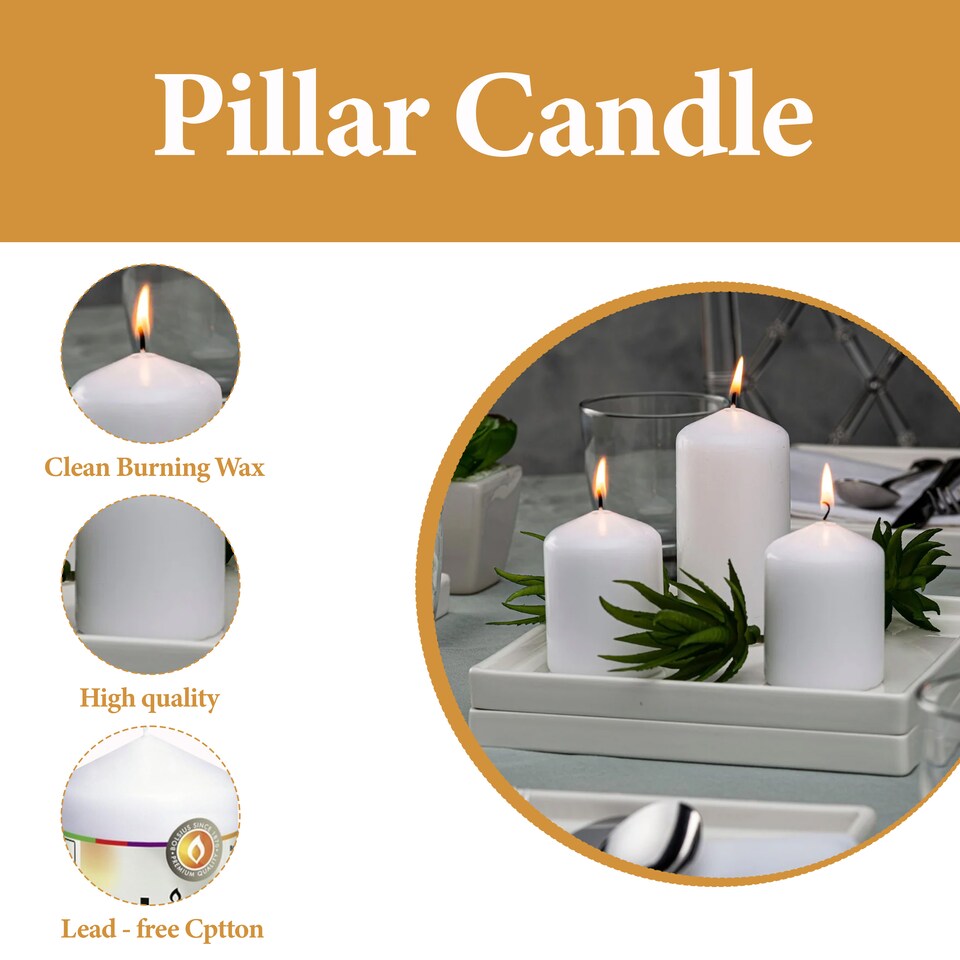 image 1 of Bolsius White Pillar Candle 13cm Decorative Unscented Home Decor Ambient Candle