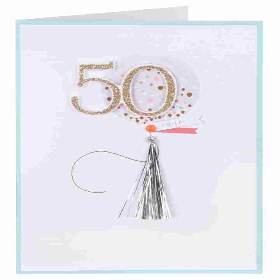 image 1 of Balloon 50th Voila Attachments Age 50 Birthday Card