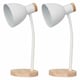 image 1 of First Choice Lighting Set of 2 Clark Natural Wood with White Table or Bedside Lamps White | Brown