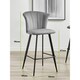image 5 of Furniturebox 2x Juniper Grey Velvet Black Leg Bar Stools