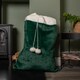 image 3 of 80x55cm Green Christmas Sack with White Cuff and Pom Poms