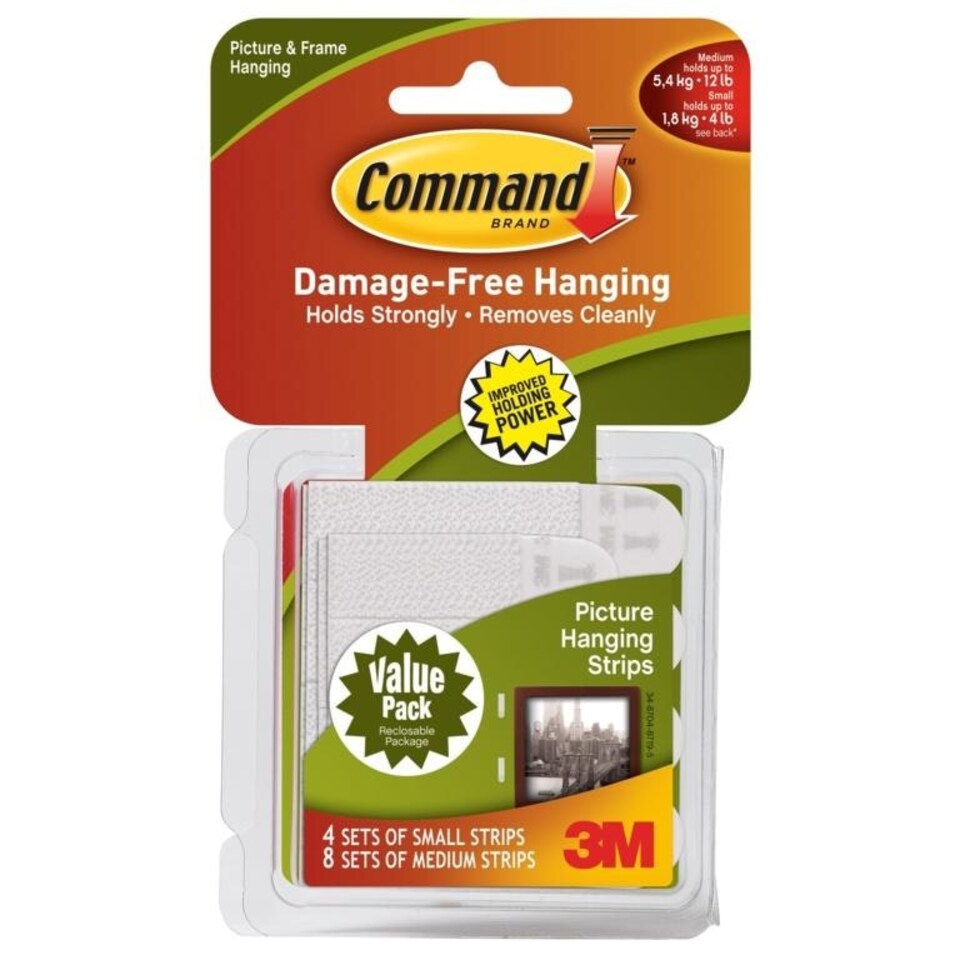 Command Picture Hanging Strips Value Pack White One Size Tesco Groceries