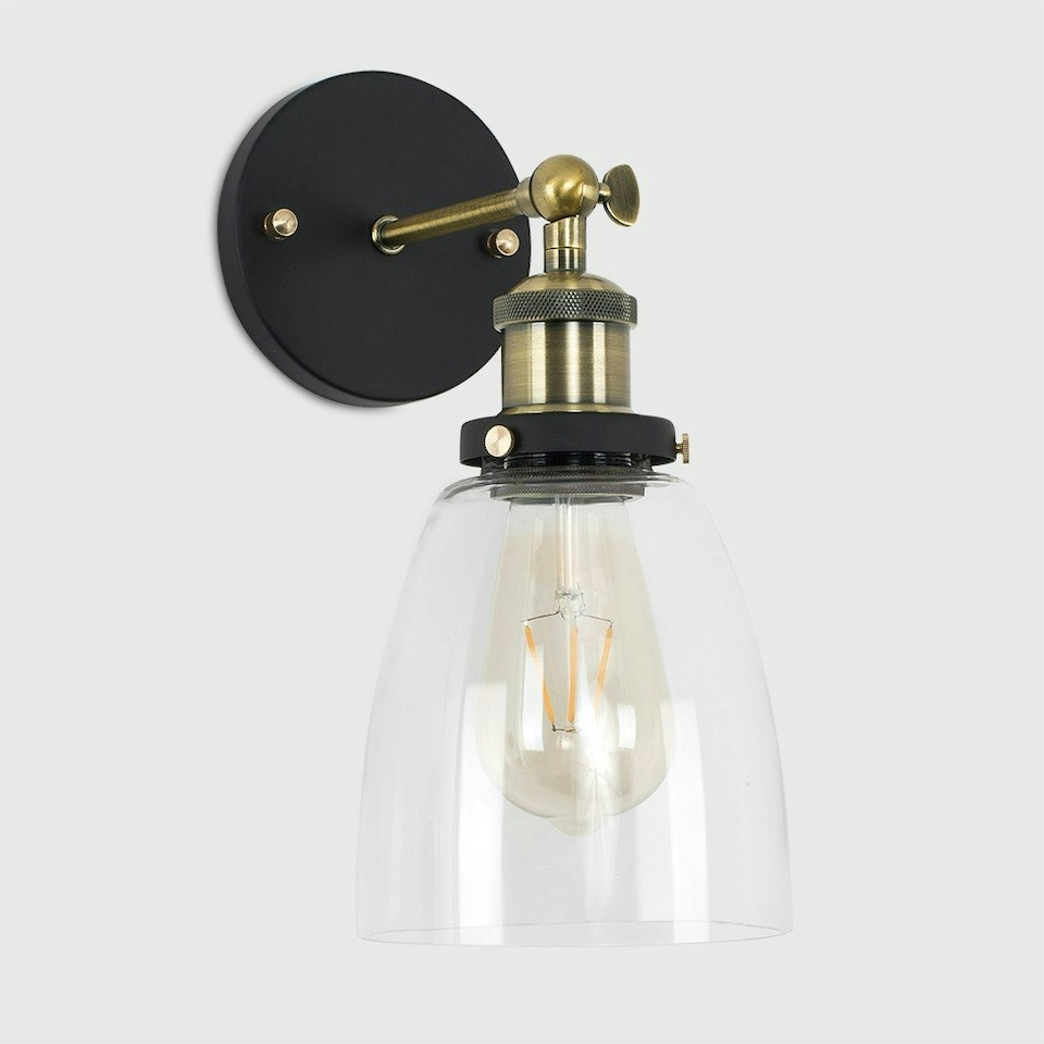 image 1 of ValueLights Ambrose Industrial Matte Black Wall Light and E27 Pear LED 4W Warm White 2700K Bulb