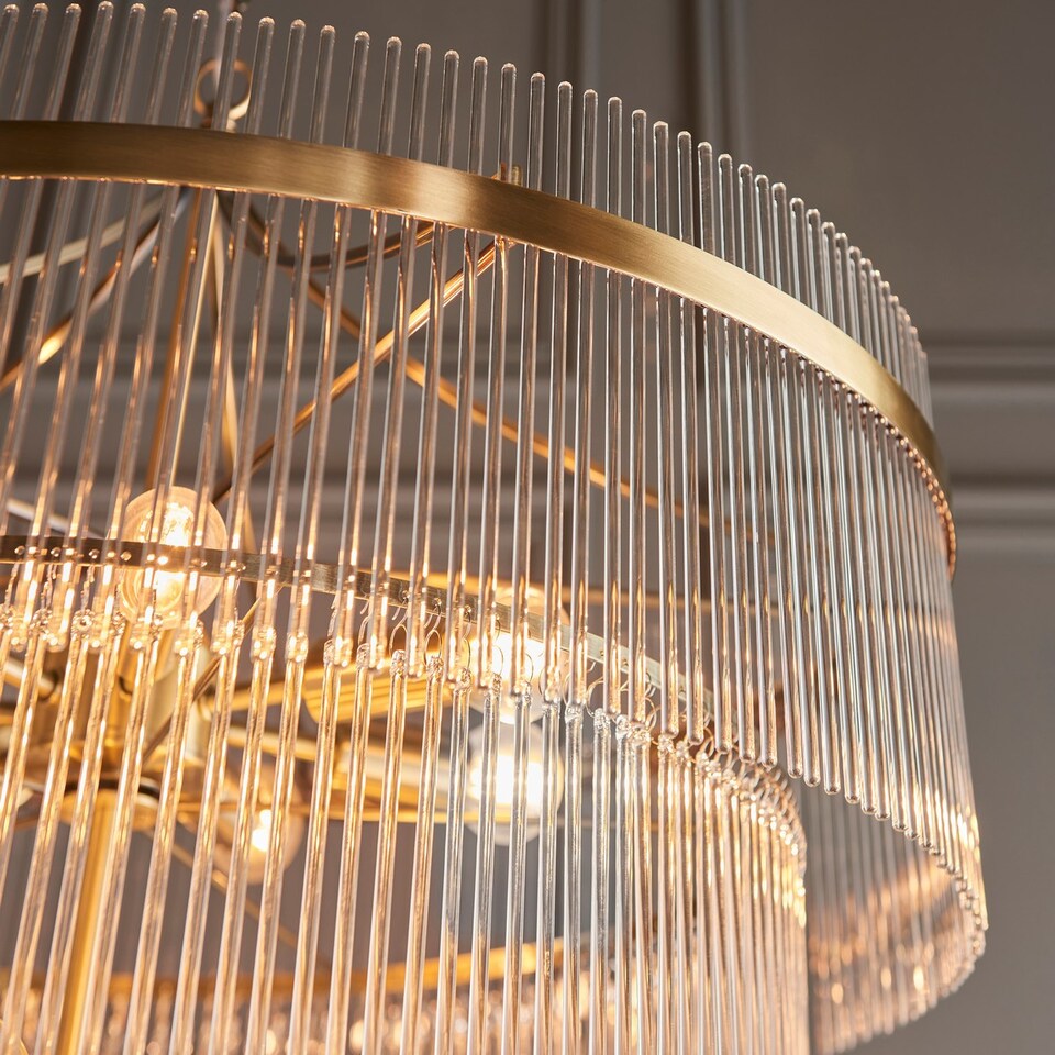 image 1 of Marietta Pendant Ceiling Light Antique Brass Plate, Clear Glass, 16x E14