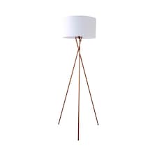 ValueLights Camden Copper Tripod Floor Lamp with White Shade | White