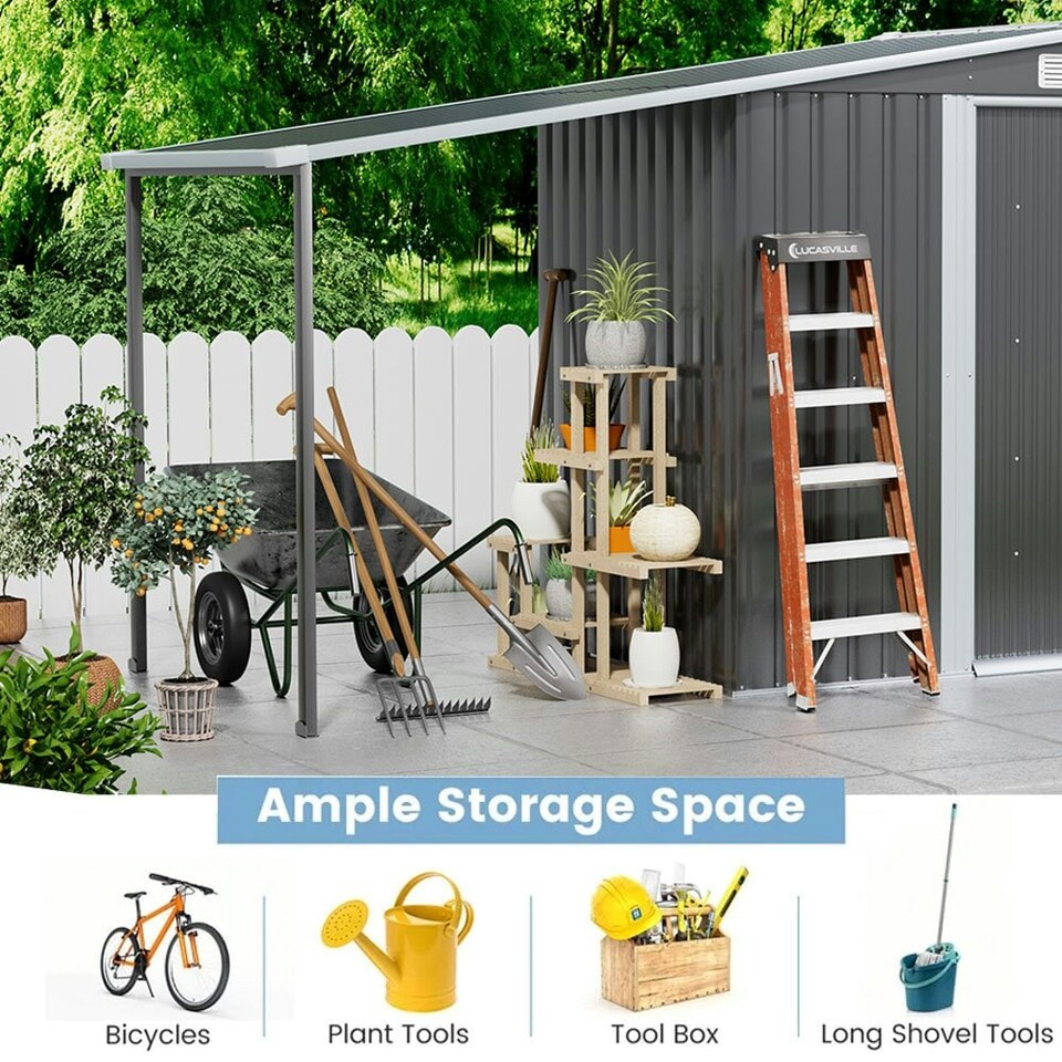 image 1 of Living and Home Outdoor Storage Shed with Log Store - Dark Grey 248 x 301 x 178cm | Grey