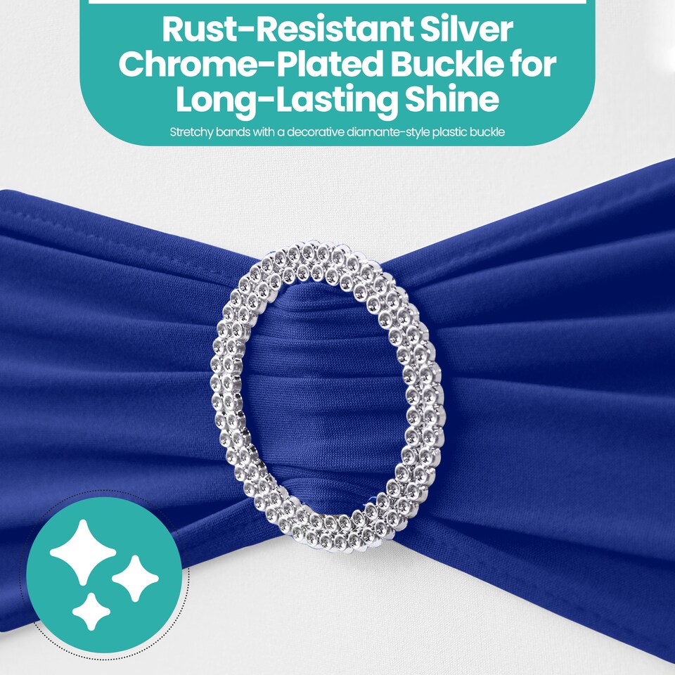image 1 of 13"x5" Spandex Chair Bands with Slider Buckle, Elastic Chair Sash - 10pcs