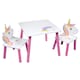 image 1 of Kids Wooden Table And 2 Chairs Themed Set | White | Unicorn | 3