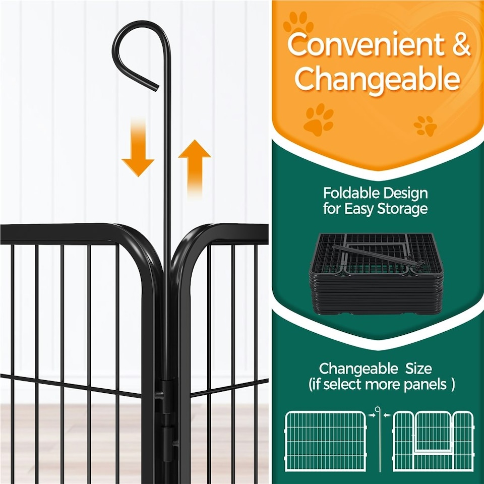image 1 of Yaheetech 16 Metal Dog Playpen Panels, 80 × 60 cm Black