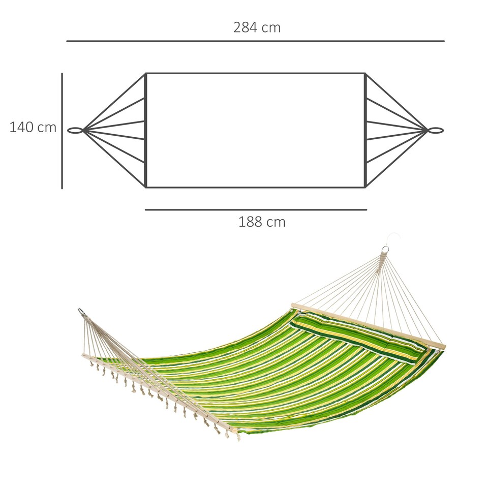 image 1 of Outsunny Hammock Outdoor Garden Camping Hanging Swing Portable Travel Green