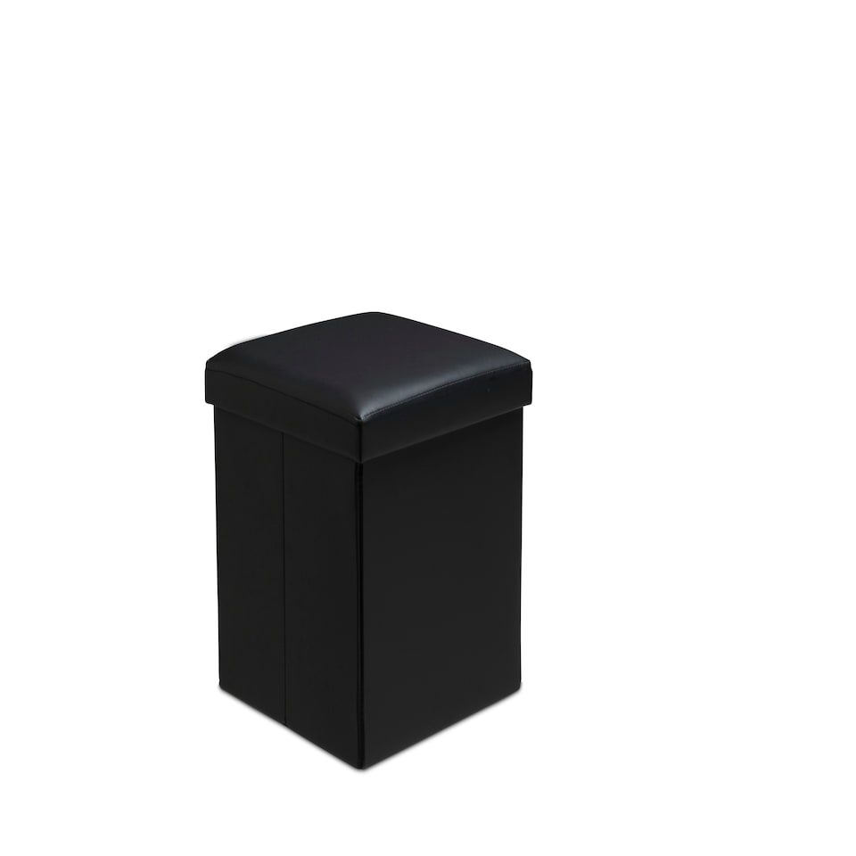 image 1 of Faux Leather Storage Ottoman Storage Box With Lid Foldable - 38x38x38cm Square Black