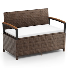 COSTWAY Outdoor Storage Bench Deck Box Patio Furniture with Cushion
