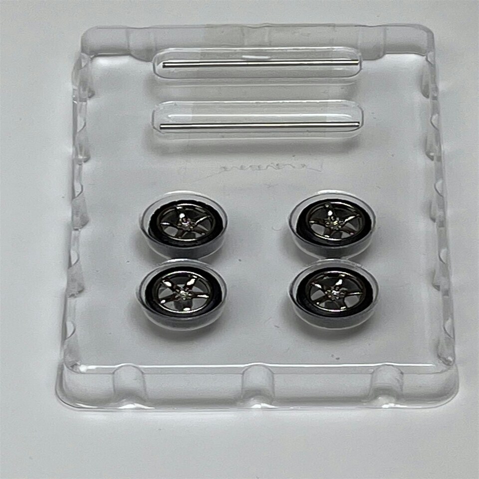 image 1 of BNDS Custom Wheel Parts Wheel and Tyre Set Black Chrome 1:64 MOT Hobby BC26402SBC