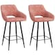 image 1 of HOMCOM Bar Stools Set of 2, Velvet-Touch Fabric Counter Height Bar Chairs Pink