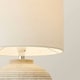 image 4 of ValueLights Reid Linen Drum Lamp Shade Stone Grey Ribbed Ceramic Small Table Lamp | Grey
