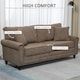 image 4 of HOMCOM Fabric Sofa 3 Seater Sofa for Living Room w/ Throw Pillow Brown