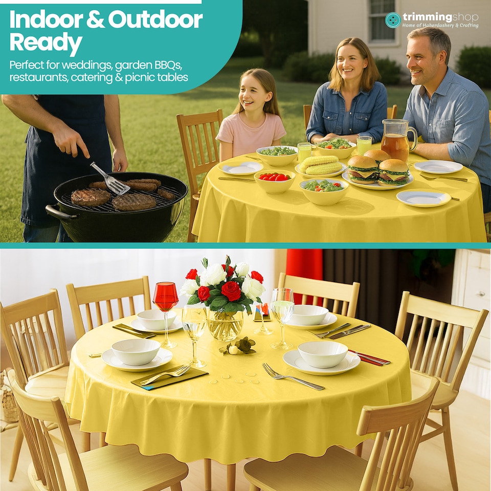 image 1 of Disposable Plastic Table Cover, Waterproof Tablecloth - 84 Inch