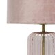 image 3 of First Choice Lighting Set of 2 Walpole Blush Glass and Antique Brass 49cm Table Lamps with Pink Velvet Shade Bronze | Pink