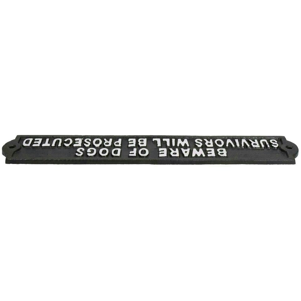 image 1 of Beware of Dog Survivors Prosecuted Cast Iron Sign Plaque Door Wall House Gate