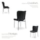 image 3 of Dining Chair Tessa - ergonomic high backrest, slim steel legs, soft fabric - Set of 2 Black | Woven Fabric Black/Black