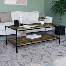 Vida Designs Brooklyn Coffee Table Industrial Side Living Room Table, Dark Wood