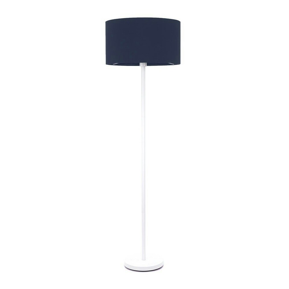 image 1 of ValueLights Charlie White Floor Lamp Navy Shade & Bulb 