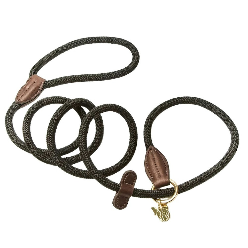 Digby & Fox Leather Dog Slip Lead - Black - One Size