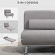 image 6 of HOMCOM Linen Chair Bed, 3-in-1 Convertible Sleeper Chair with Adjustable Backrest, Pillow, for Living Room, Bedroom, Grey