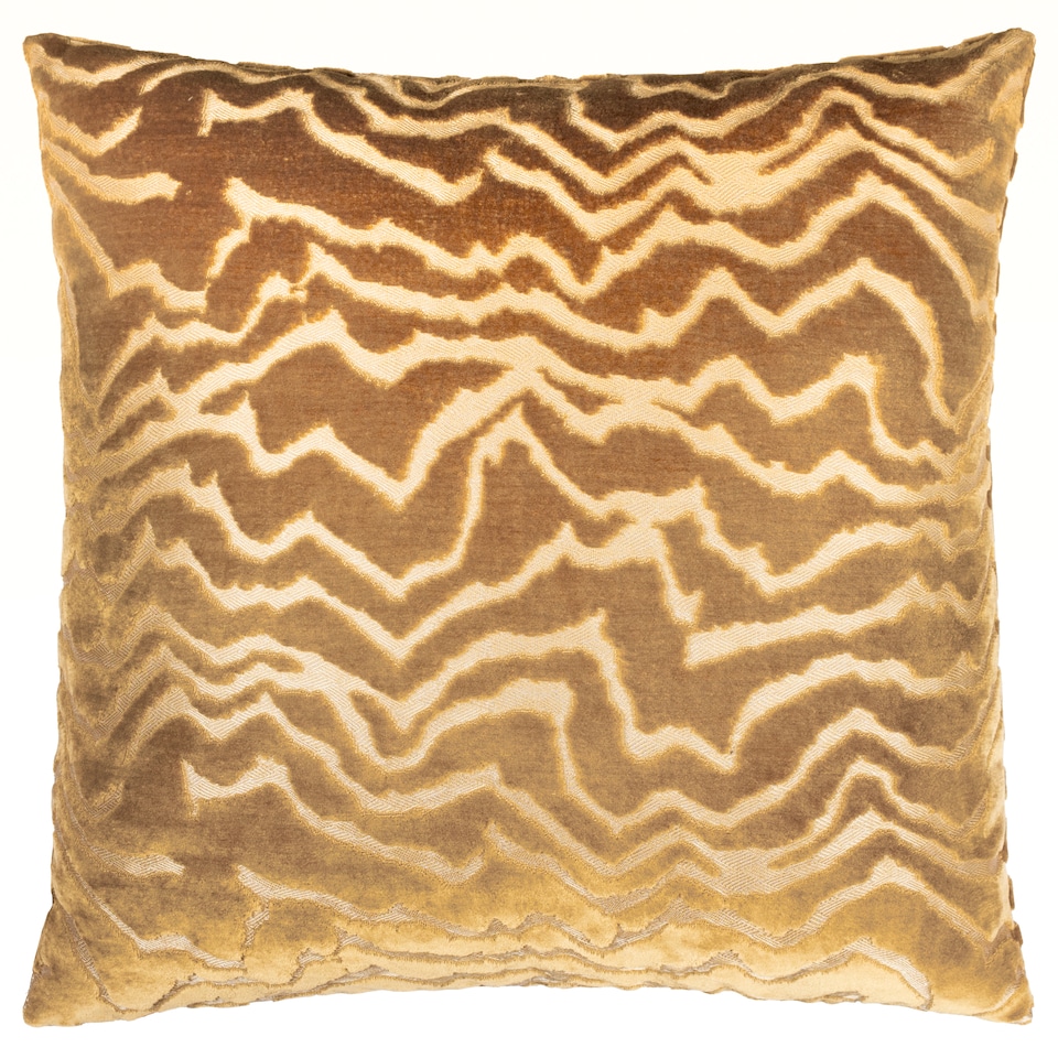 image 1 of Paoletti Tierra Cut Velvet Cushion | Orange | Brass