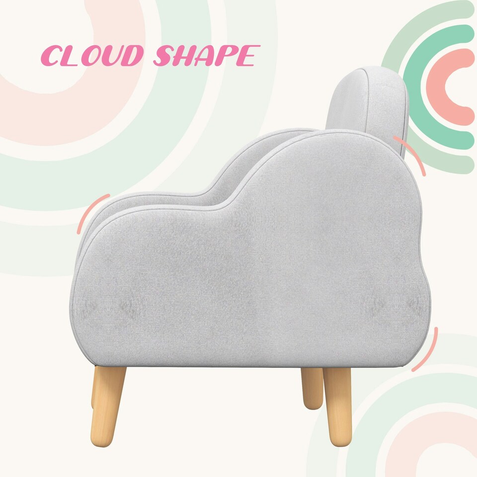 image 1 of ZONEKIZ Kids Armchair Toddler Sofa Chair Cloud-Shaped for 1.5-3 Years Purple