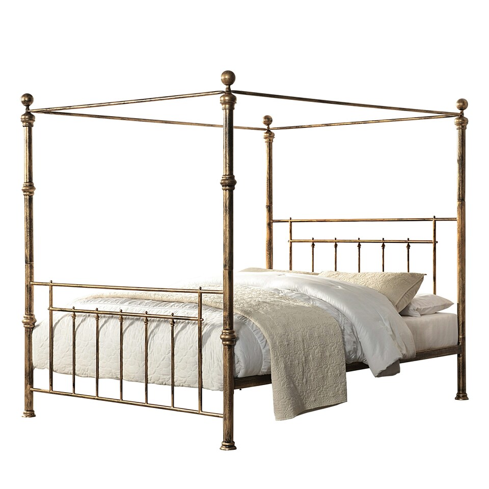 image 1 of Welwyn Vintage Victorian 4 Poster Antique Brass Metal Bed Frame (Double)