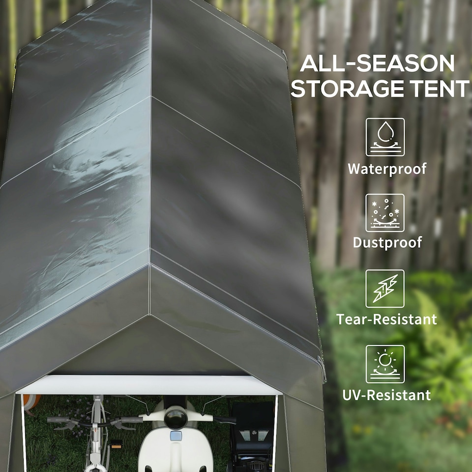 image 1 of Outsunny 2.1x3.6m Portable Shed, Waterproof Heavy Duty, Grey | Grey | 210W x 360D x 235Hcm | 1