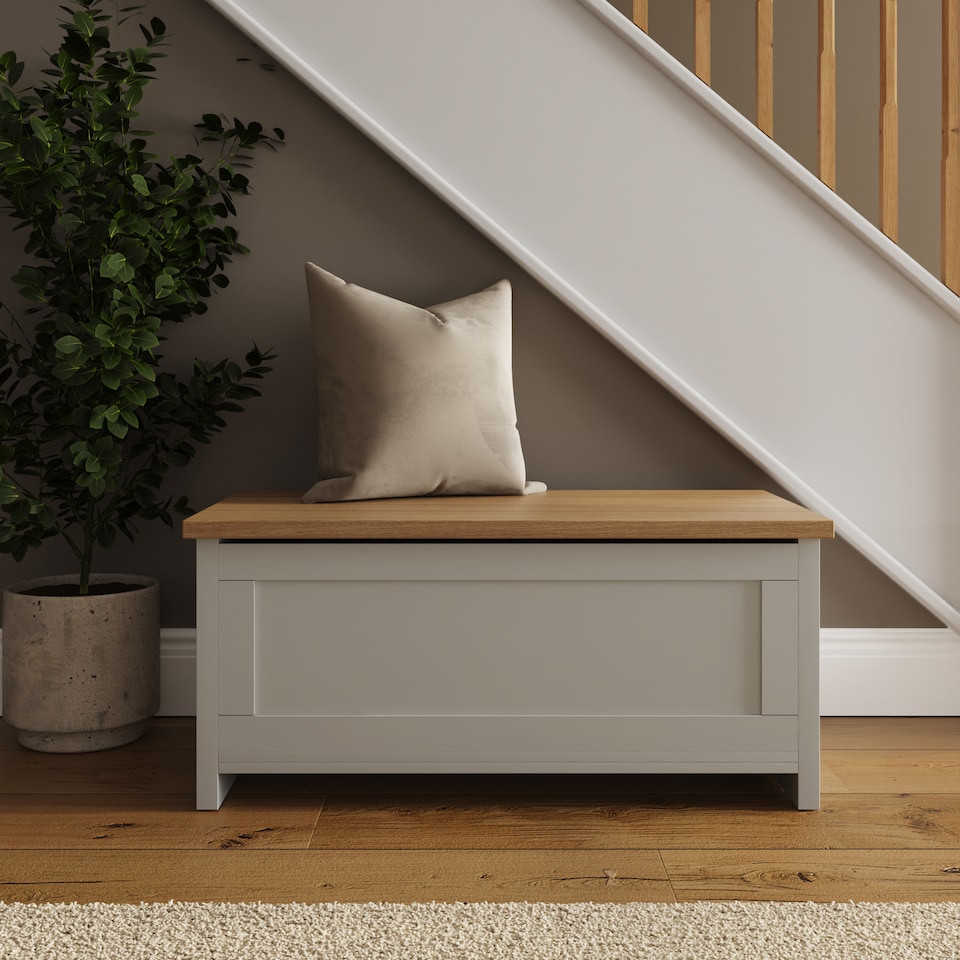 image 1 of Lancaster Ottoman Storage Box | Grey | Grey