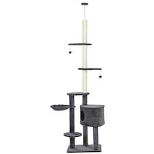 PawHut Floor to Ceiling Cat Tree Adjustable Height 220-265cm, Dark Grey