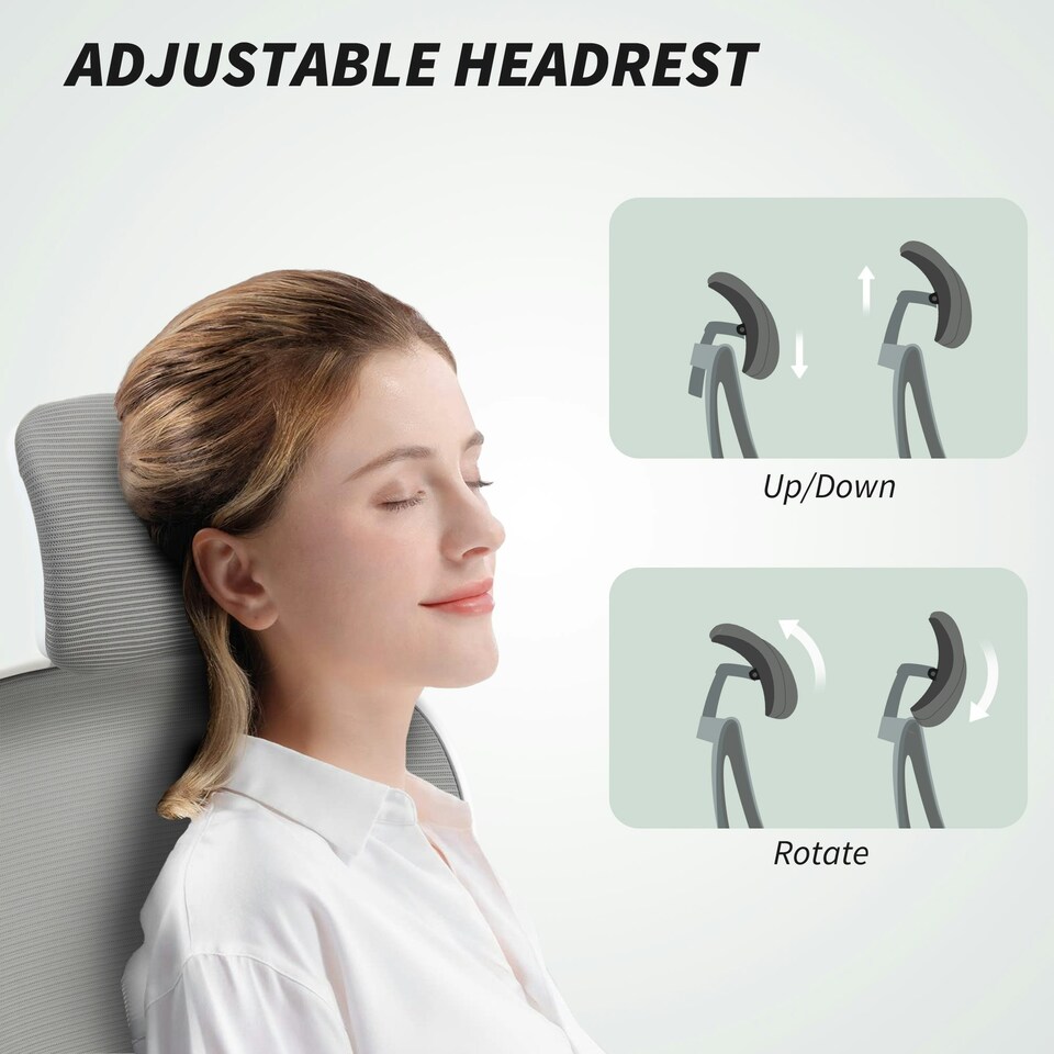 image 1 of HOMCOM Ergonomic Mesh Office Chair with Headrest, Lumbar Support, Grey
