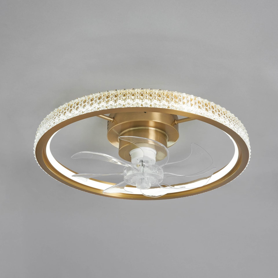 image 1 of BHS Lyona LED Dimmable Fan Ceiling Light, Warm Brass